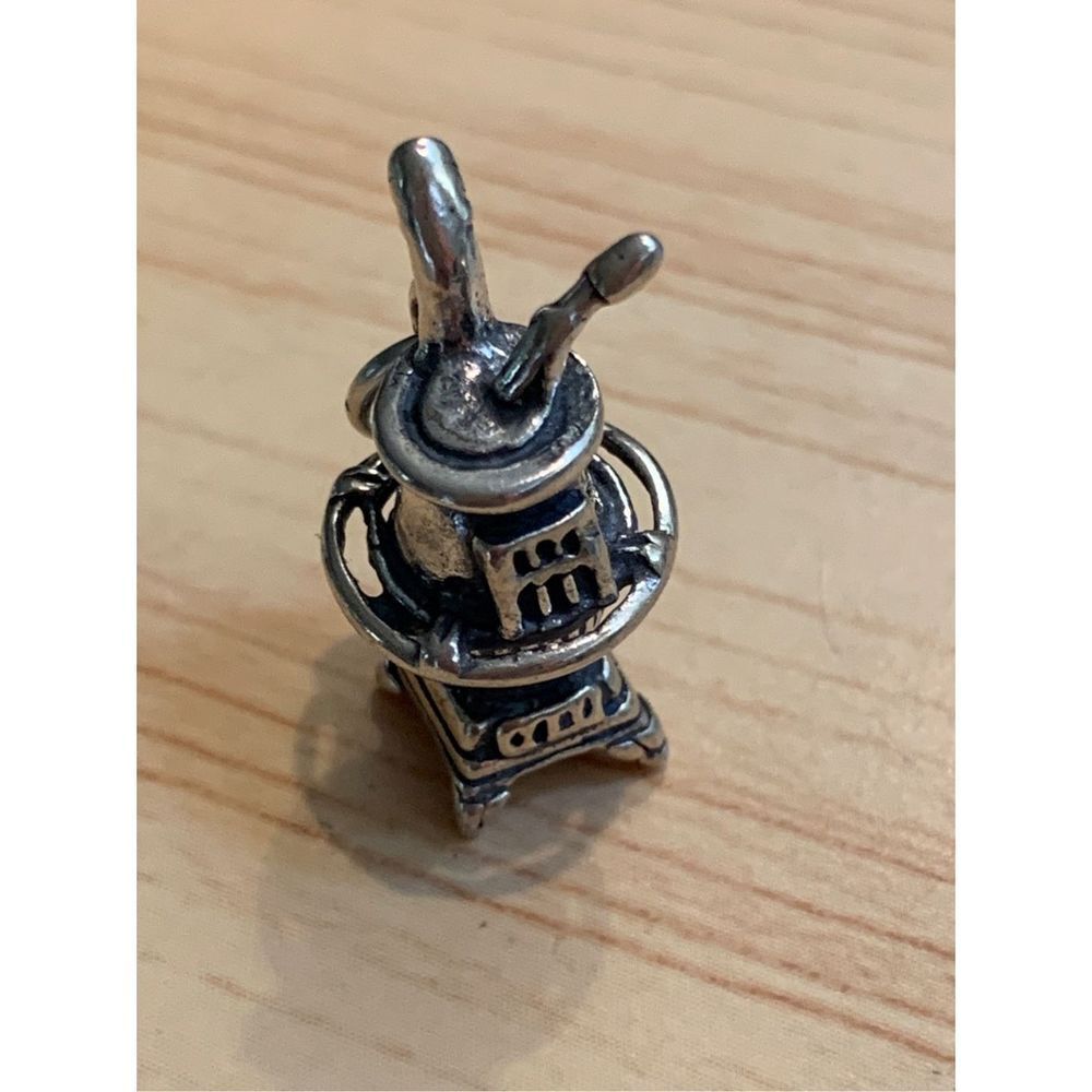 Pot Belly Stove Sterling Silver Jewelry Charm #furnace